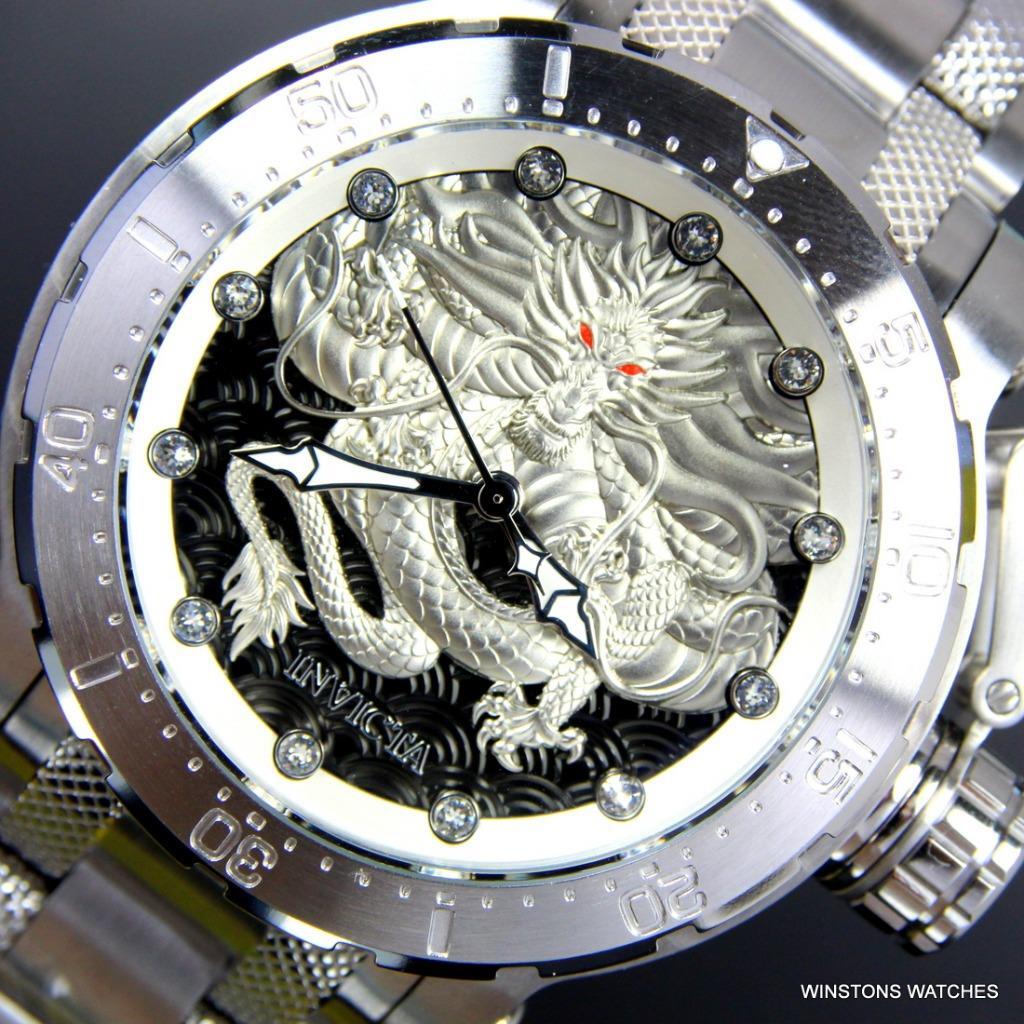 Invicta Coalition Forces Dragon Silver Tone Steel 52mm Automatic Watch New