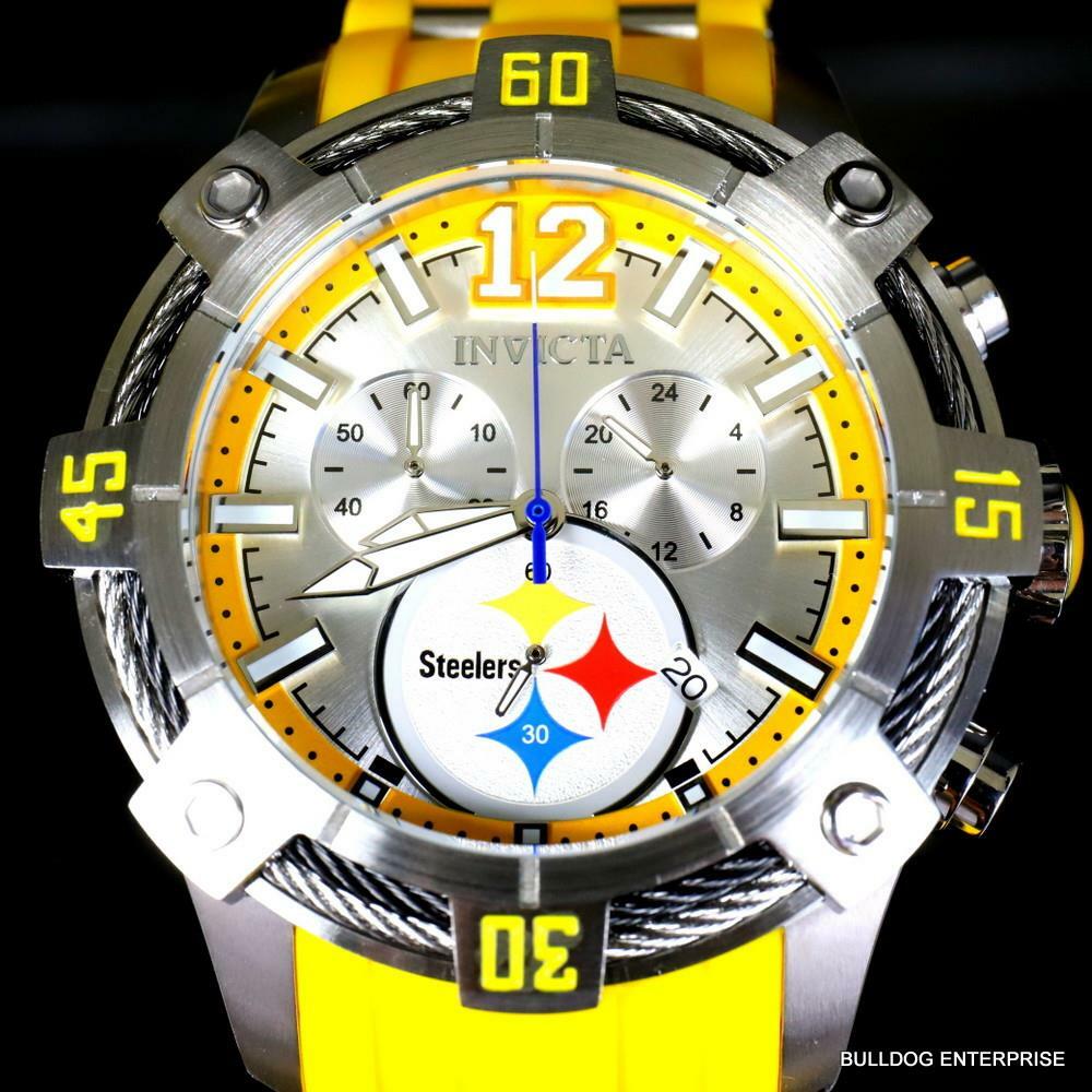 Invicta NFL Pittsburgh Steelers Bolt Pro Diver Scuba Chronograph Watch 52mm New