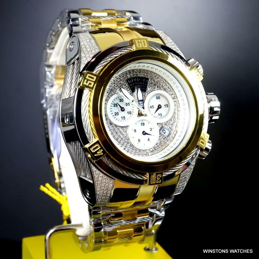 Invicta Reserve Bolt Zeus Diamond 50mm Polished Two Tone Steel Swiss Watch New