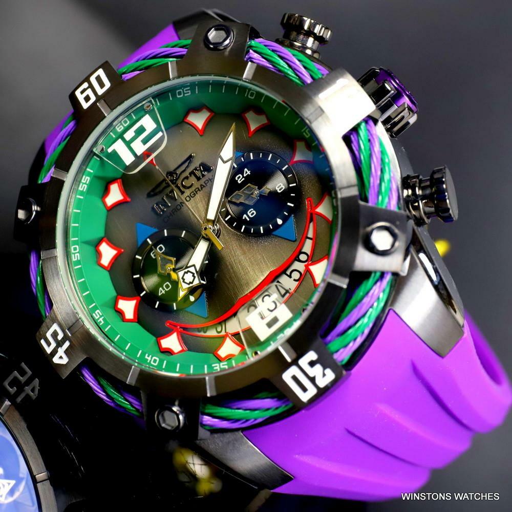 Invicta DC Comics Joker Bolt Limited Edition 50mm Purple Chronograph Watch New