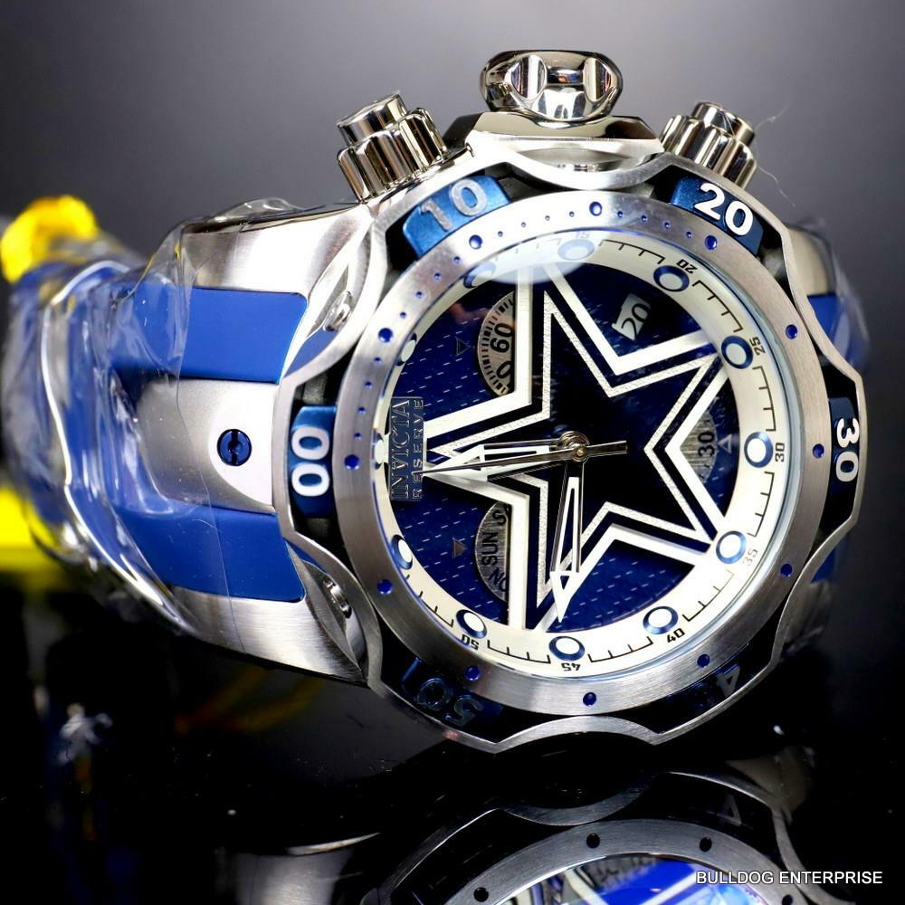 Invicta NFL Dallas Cowboys Venom Gen III 52mm Blue Swiss Chronograph Watch New