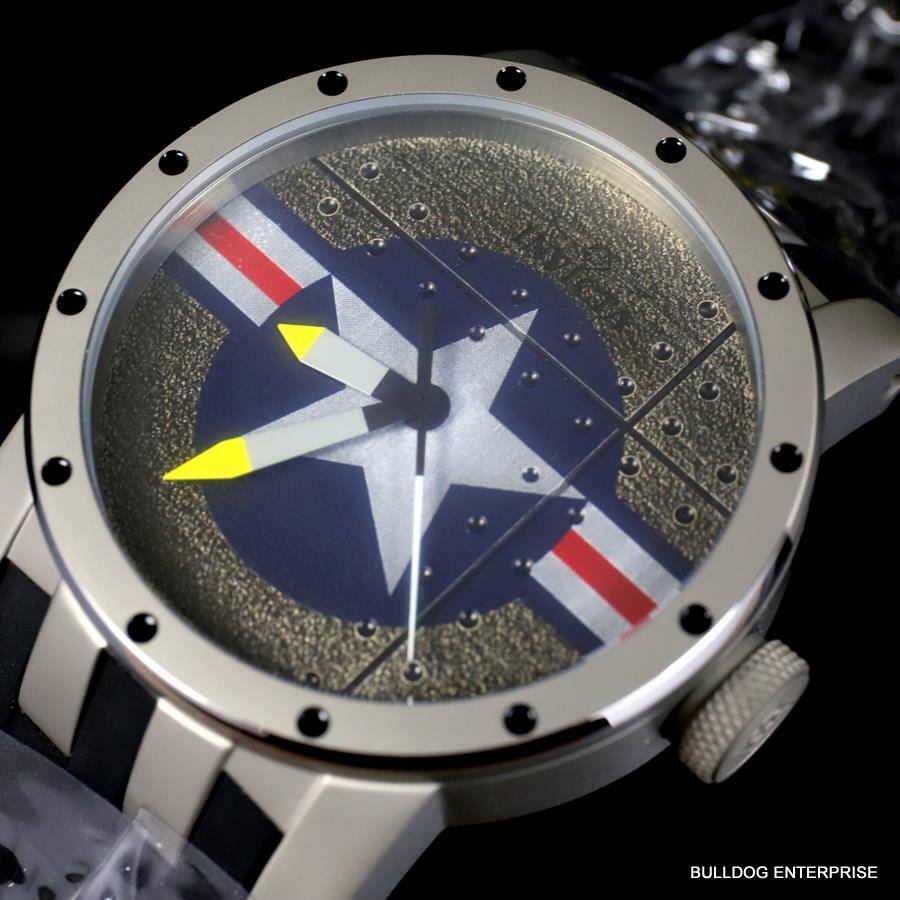 Invicta DNA Bomber Fighter Plane 46mm Gray Black Silicone Titanium Watch New