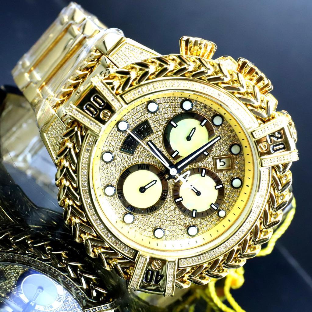 Invicta Reserve Bolt Hercules 2.26 CTW Diamond Gold Plated Steel Swiss Watch New