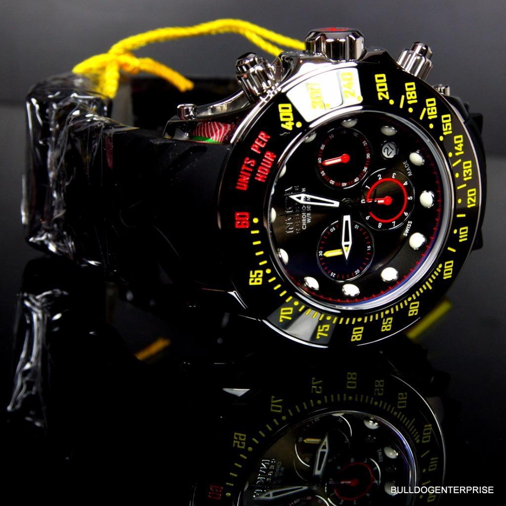 Invicta Reserve Subaqua Trackmaster Black Yellow Red 52mm Swiss Made Watch New