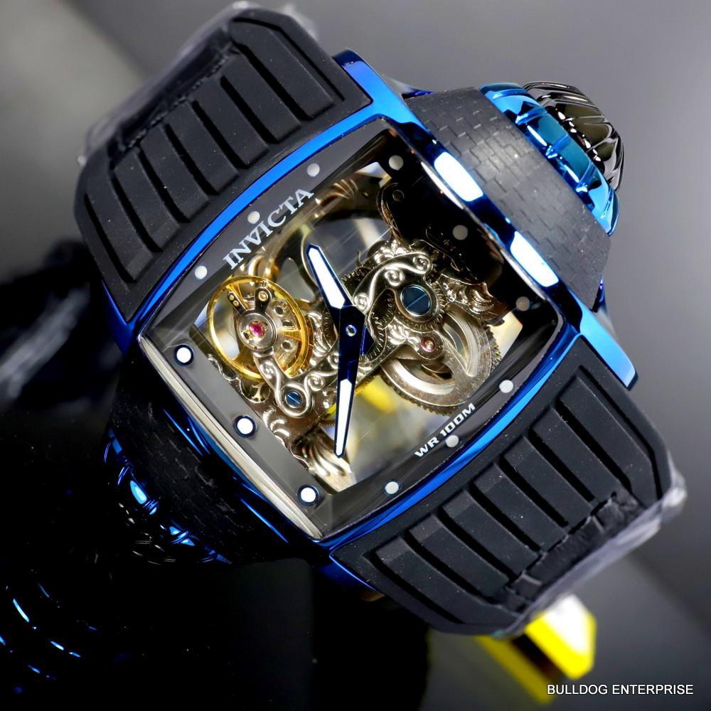 Invicta Vintage Ghost Bridge Automatic Skeletonized Blue Clear 68mm Watch New