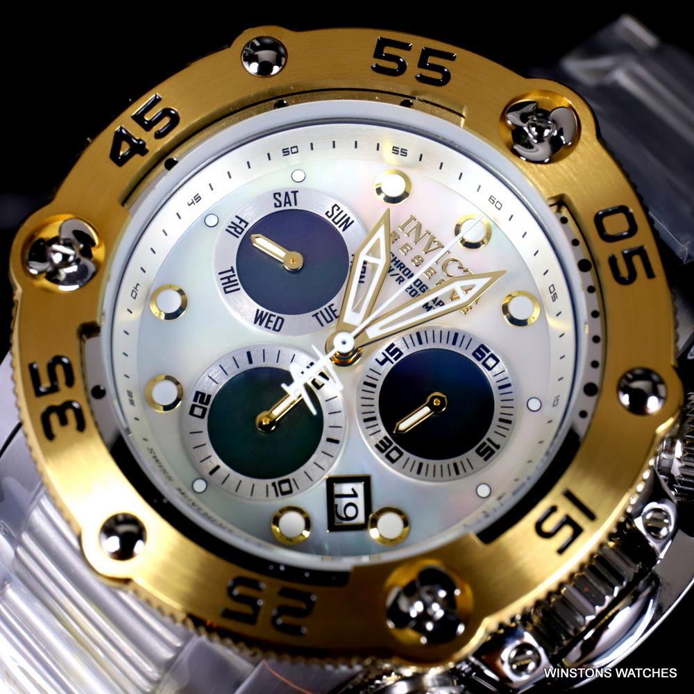 Invicta Reserve Sea Hunter Propeller Swiss Mvt Steel White MOP Watch 52mm New