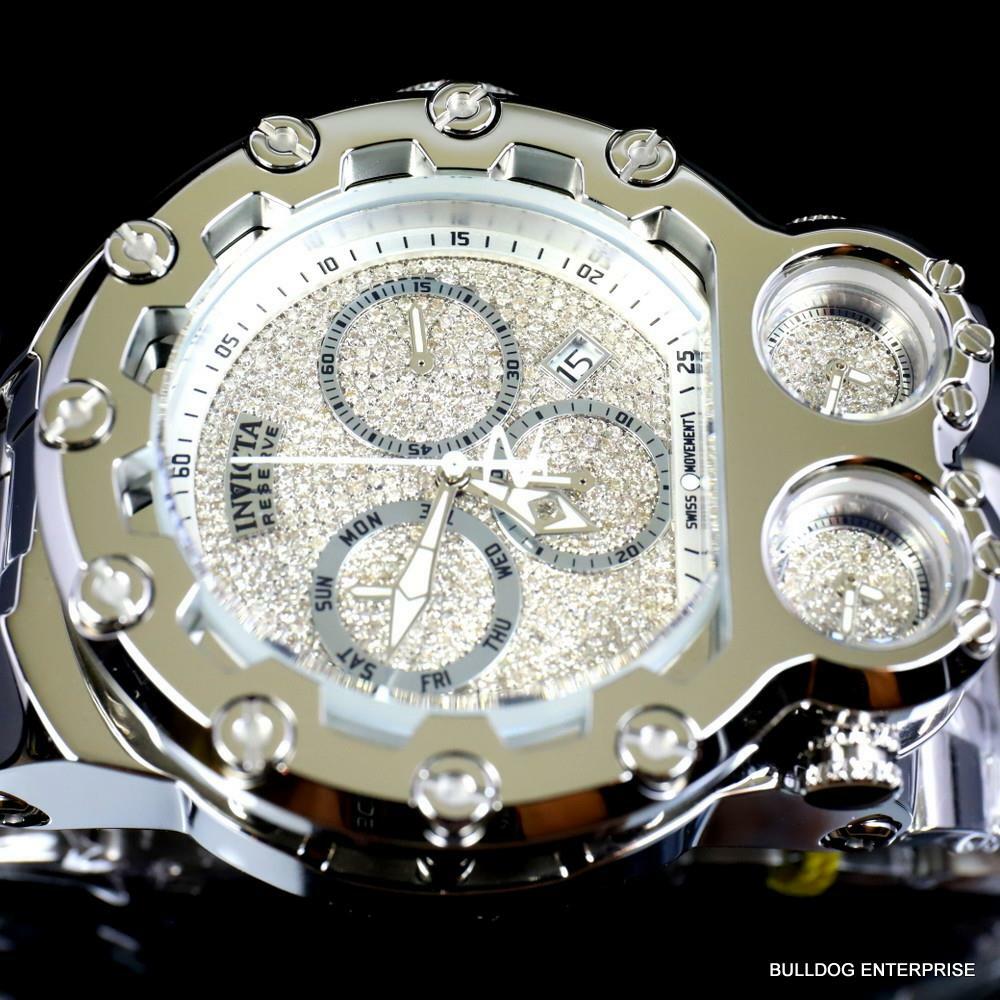 Invicta Bolt Magnum Tria 2.5 CTW Diamond Steel Swiss Chronograph 52mm Watch New