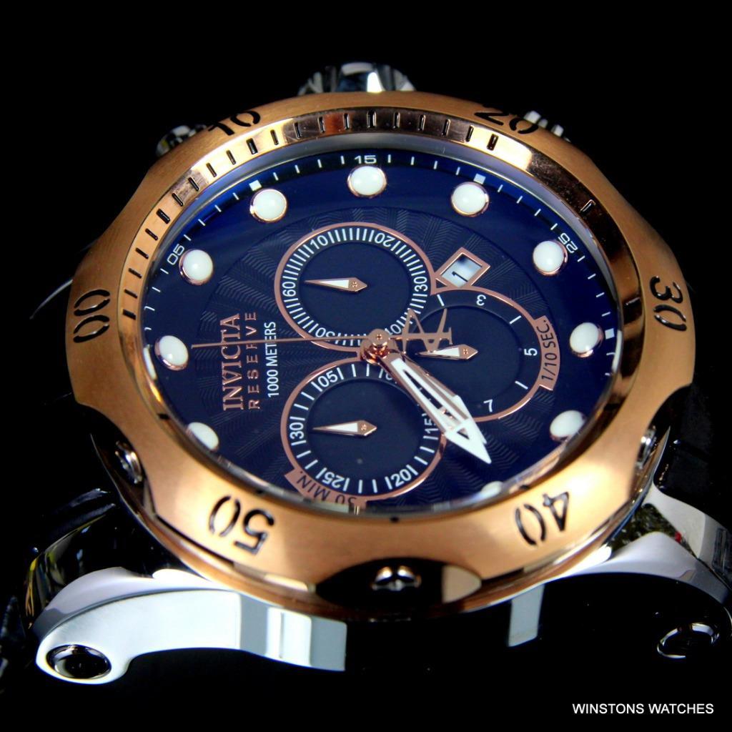 Invicta Reserve Venom Elegant Black Rose Gold Tone Swiss Mvt 52mm Watch New