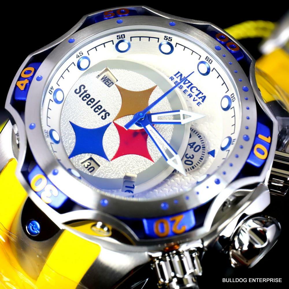 Invicta NFL Pittsburgh Steelers Venom Gen III 52mm Swiss Chronograph Watch New