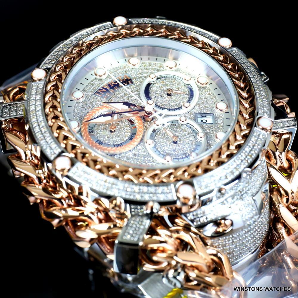 Invicta Reserve Gladiator 2.92CTW Diamond 2 Tone Rose Swiss Steel 61mm Watch New