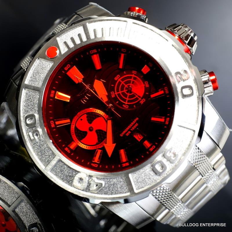 Invicta Coalition Forces Sonar Radar Stainless Steel Red 58mm Chronograph New
