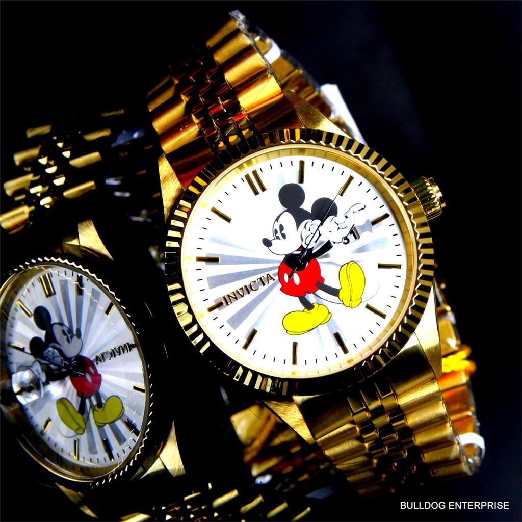 Invicta Disney Mickey Mouse Steel Gold Plated Limited Edition Watch New