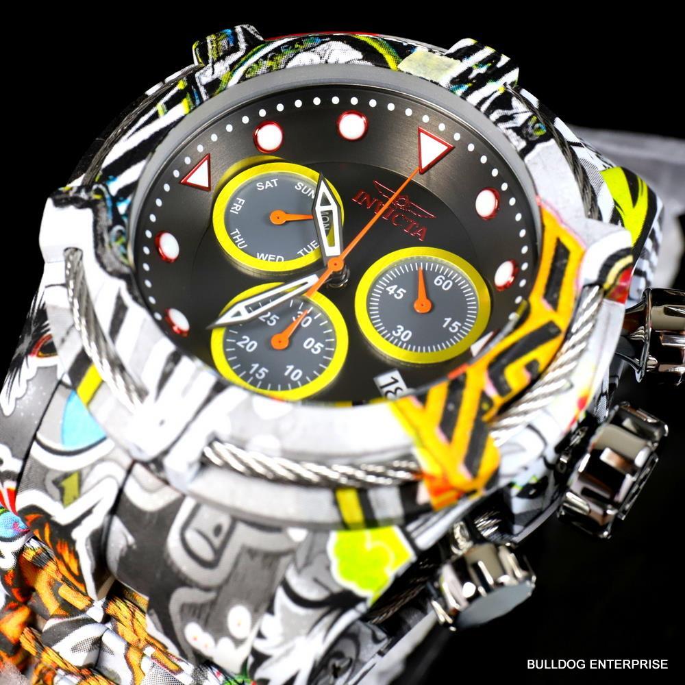 Invicta Bolt Zeus Graffiti Hydroplated Steel Black Chronograph 52mm Watch New