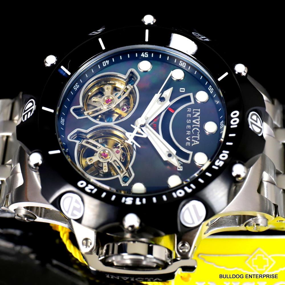 Invicta Reserve Venom Hybrid Double Open Heart Automatic Black MOP Watch New