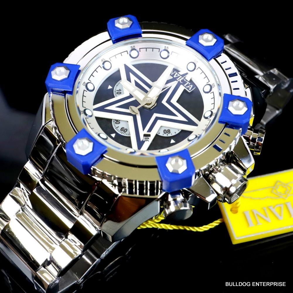Invicta NFL Dallas Cowboys Grand Octane 63mm Stainless Steel Chrono Watch New