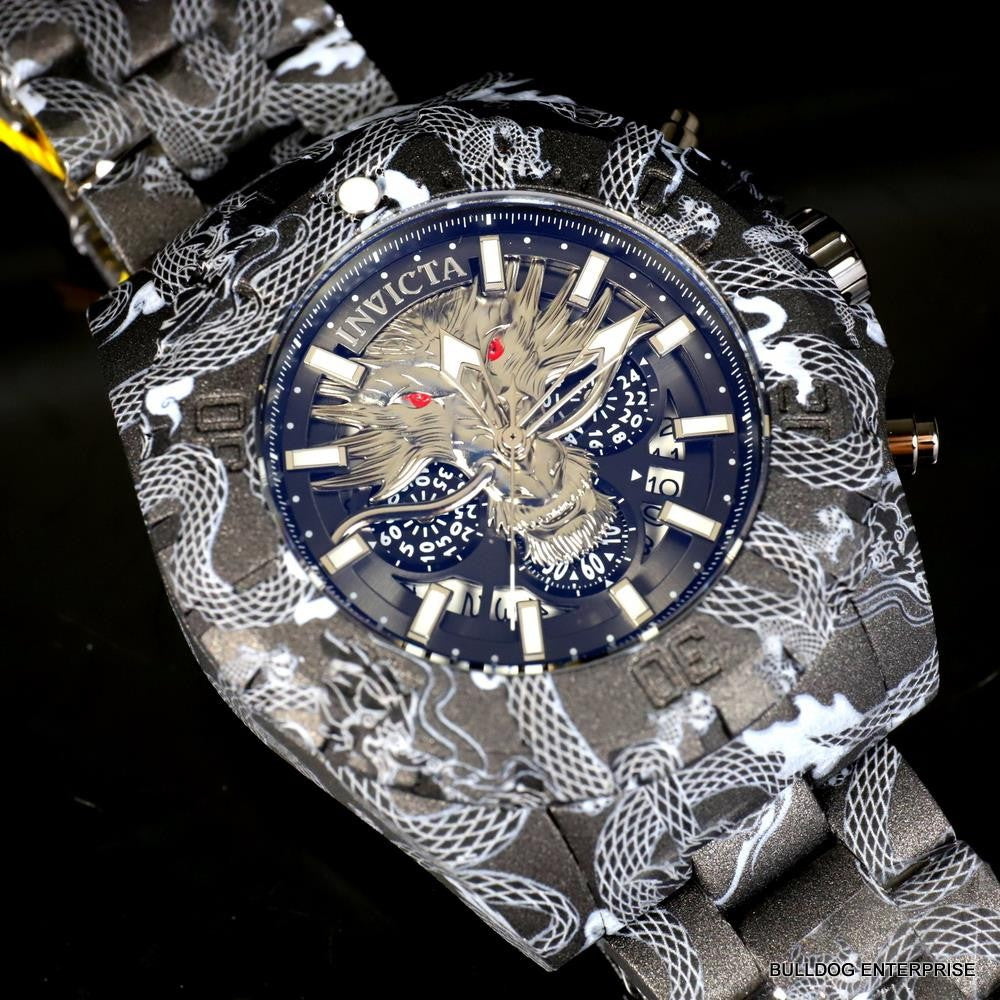 Invicta Pro Diver Dragon Hydroplated Steel 52mm Gray Black Chronograph Watch New