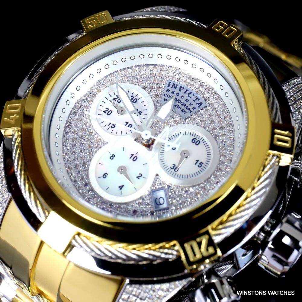 Invicta Reserve Bolt Zeus Diamond 50mm Polished Two Tone Steel Swiss Watch New