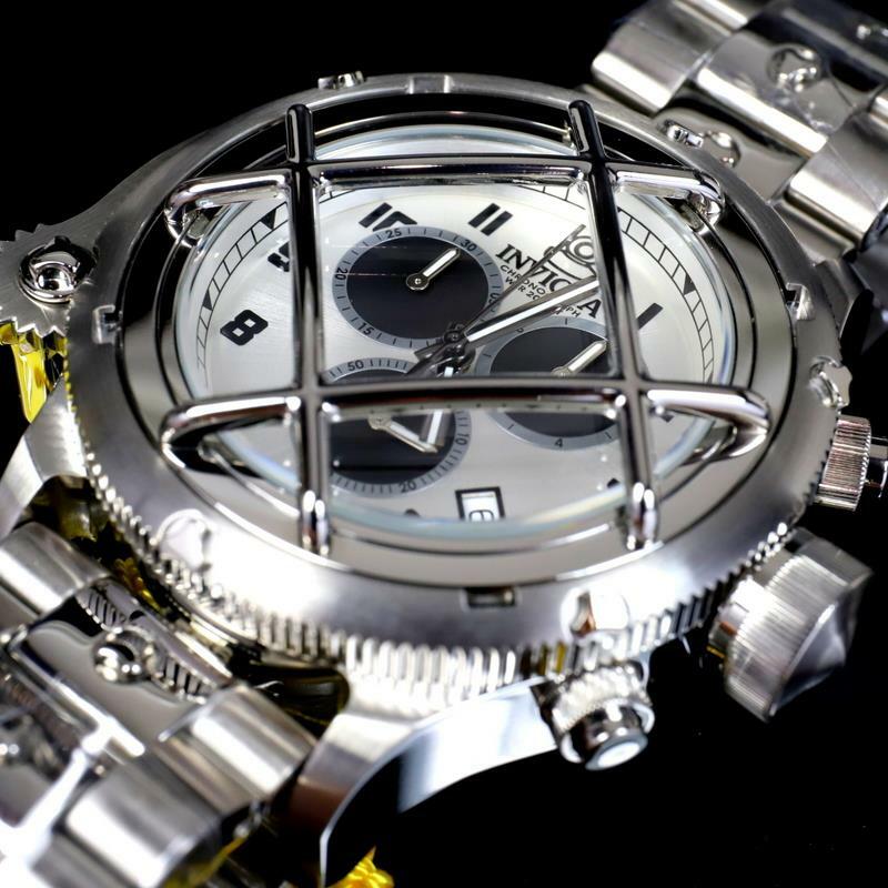 Invicta Russian Diver Nautilus Cage Swiss Mvt Steel Silver 52mm Chrono Watch New