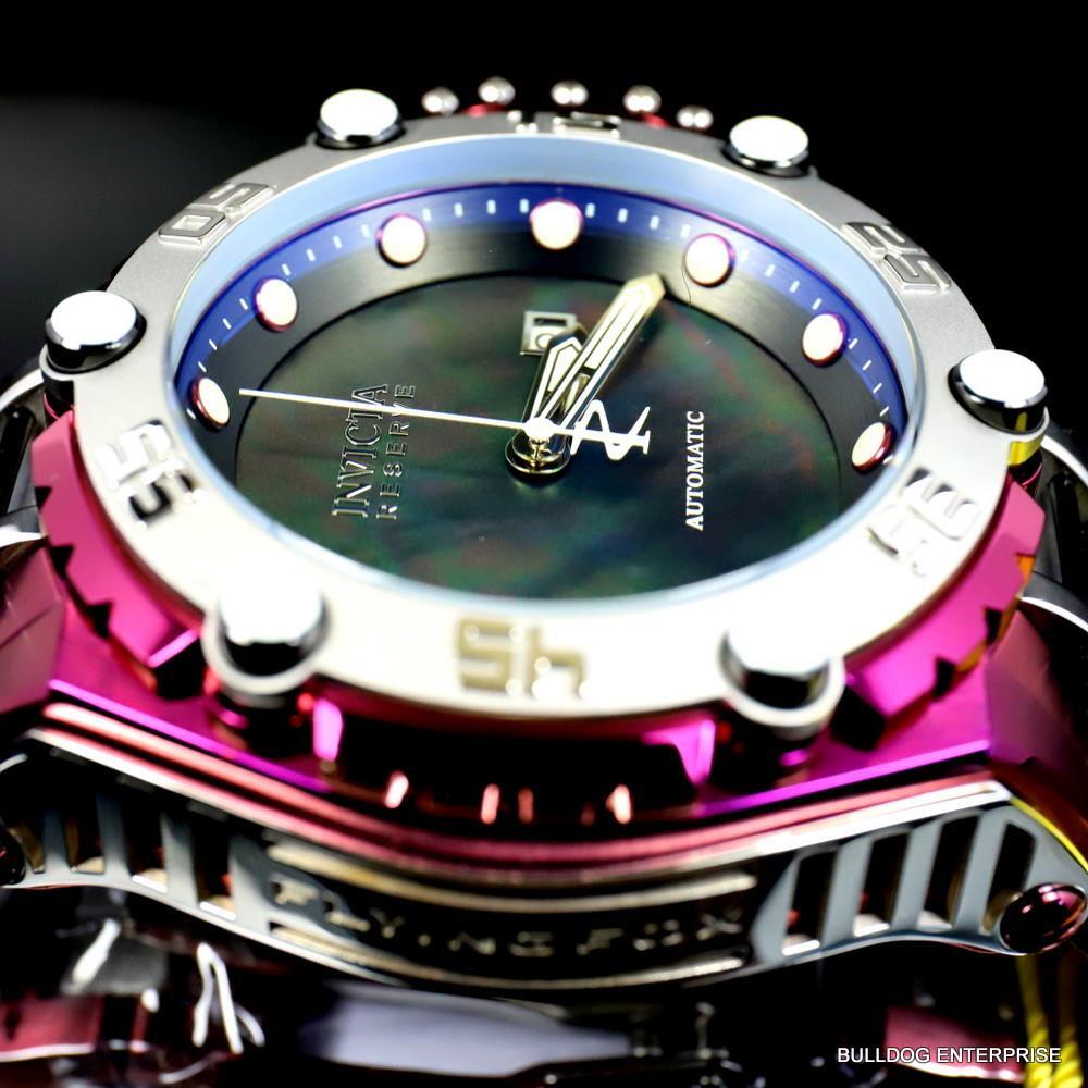 Invicta Reserve Flying Fox Burgandy Steel Black MOP Automatic 52mm Watch New