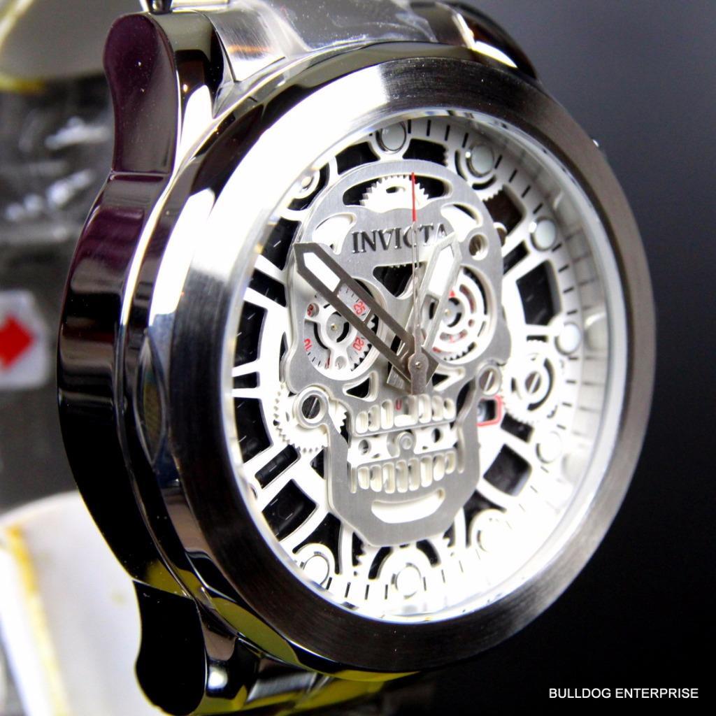 Invicta Corduba Skull Collection Skeletonized Chronograph Steel Silver Watch New