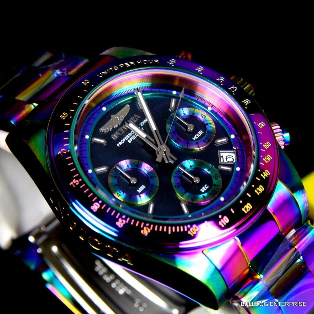 Invicta Speedway Iridescent Chronograph Black Mother of Pearl 40mm Watch New