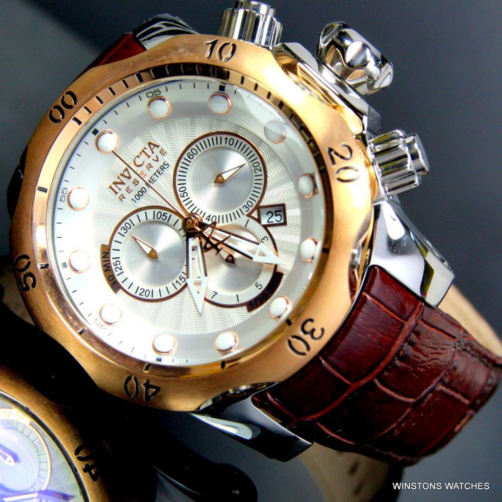 Invicta Reserve Venom Elegant Leather White Swiss Movement Chronograph Watch New