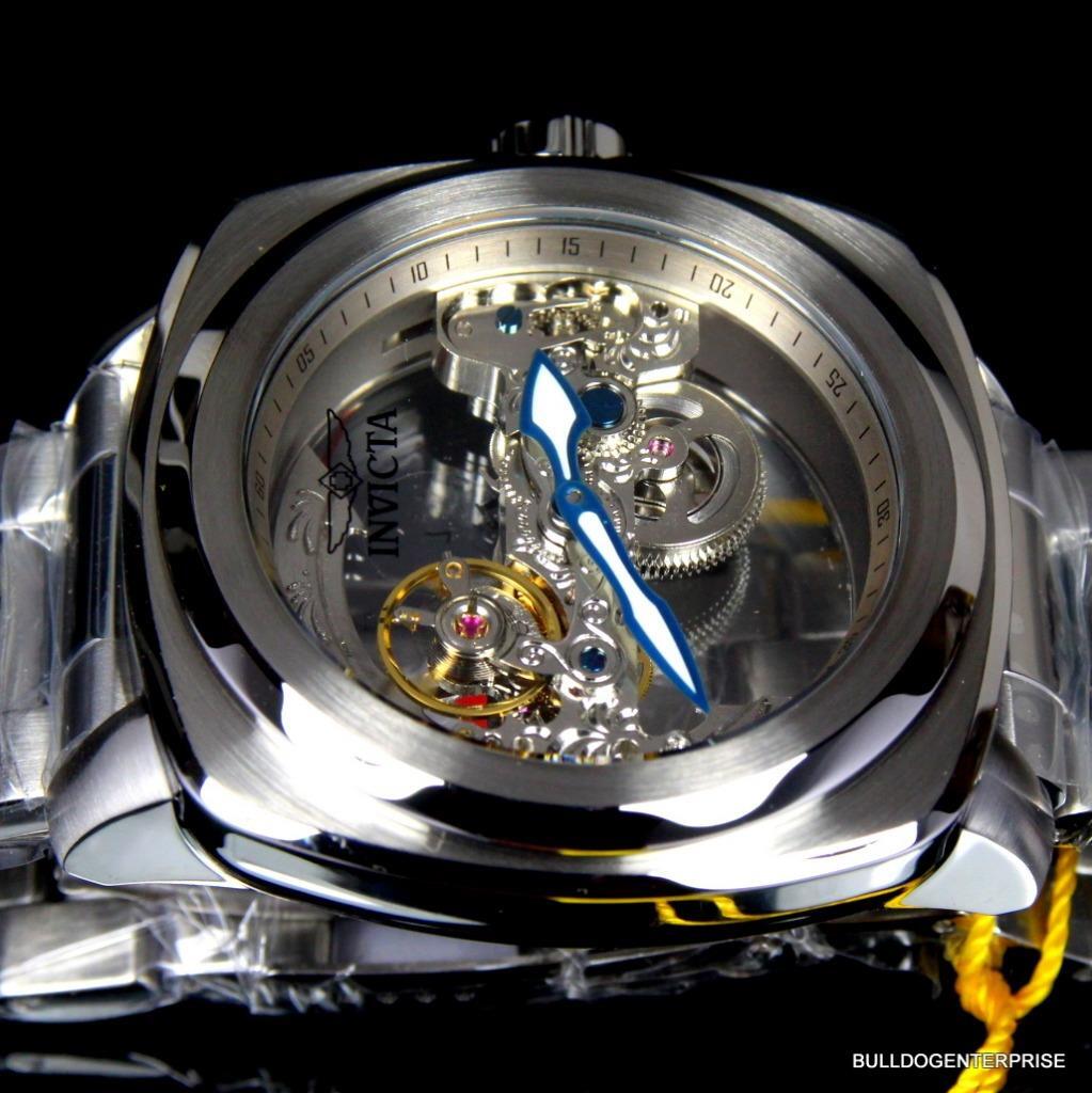 Invicta Aviator Ghost Bridge Mechanical Skeleton Silver Steel 48mm Watch New