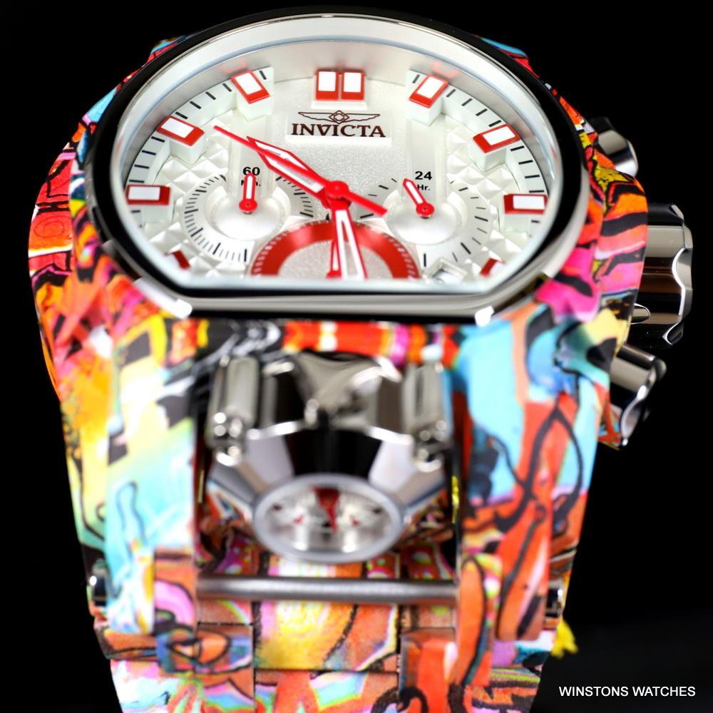 Invicta Reserve Bolt Zeus Magnum Graffiti Steel Red Swiss Mvt Watch 52mm New