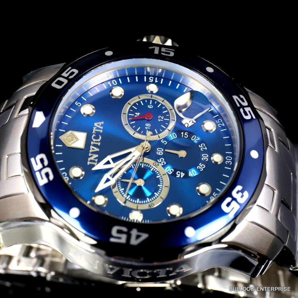 Invicta Pro Diver Scuba Chronograph 48mm Stainless Steel Bracelet Blue Watch New