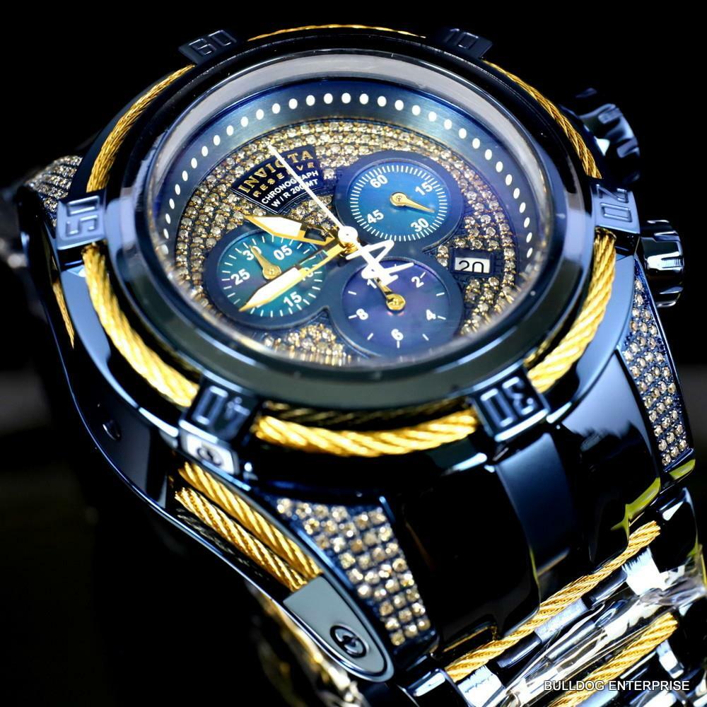 Invicta Bolt Zeus Blue Label 1.31 CTW Diamond Swiss Mvt Steel 52mm Watch New