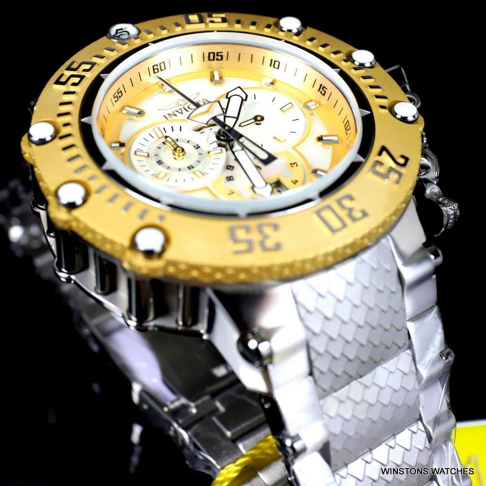 Invicta Subaqua Noma VII Gold Tone MOP Stainless Steel Swiss Mvt Watch 52mm New