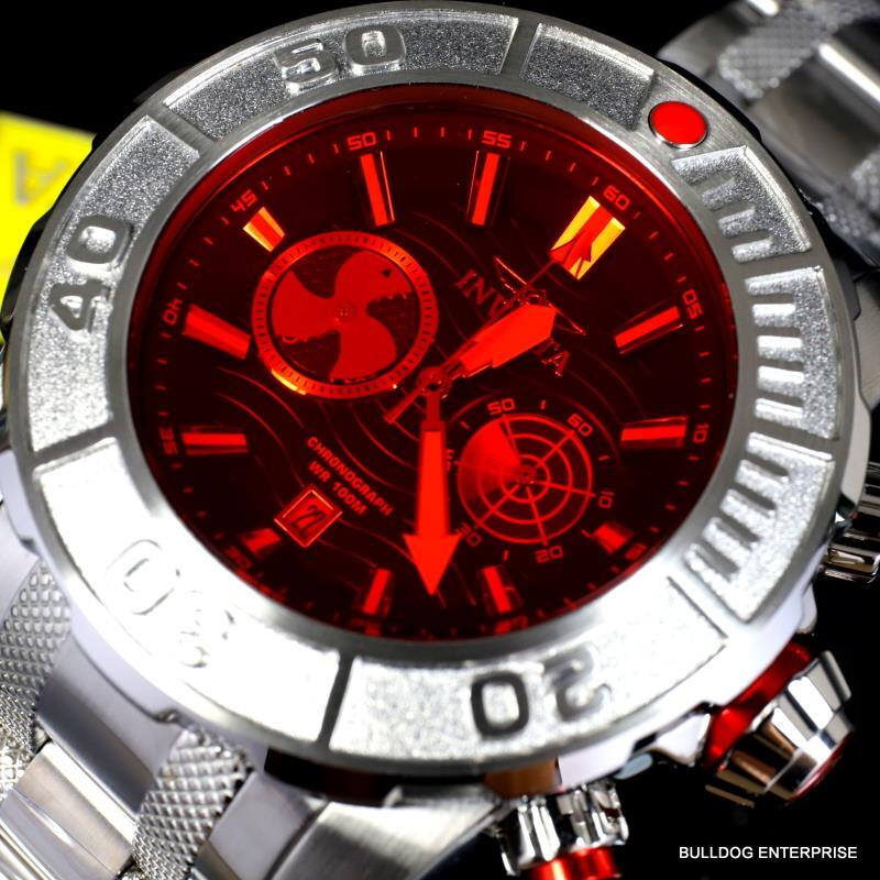 Invicta Coalition Forces Sonar Radar Stainless Steel Red 58mm Chronograph New