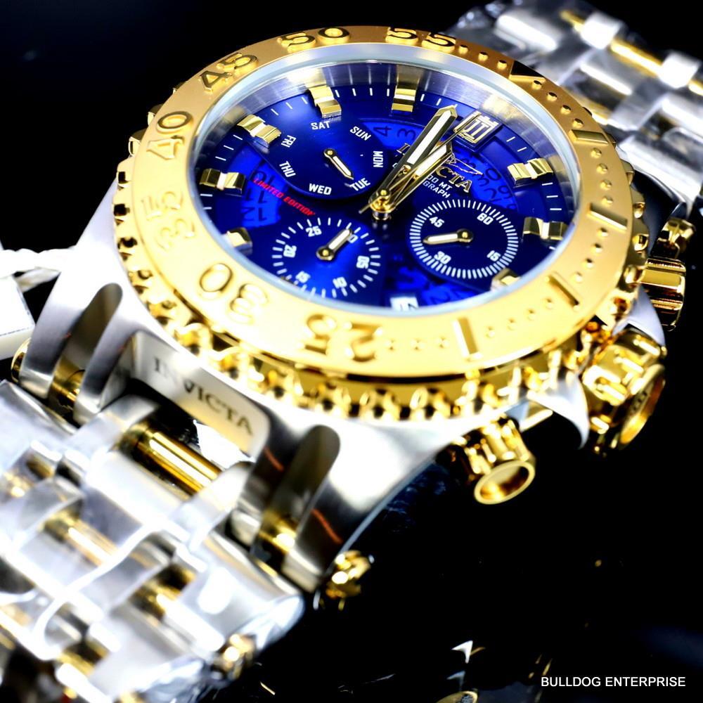 Invicta Jason Taylor Chaos 50mm 2 Tone Steel Blue Chronograph 50mm Watch New