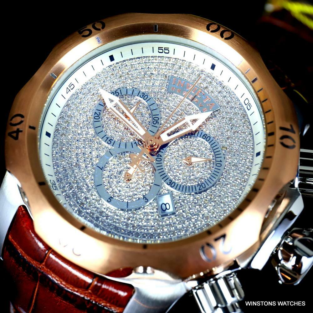 Invicta Reserve Venom Elegant 2.13 CTW Diamond Swiss Mvt Leather 52mm Watch New