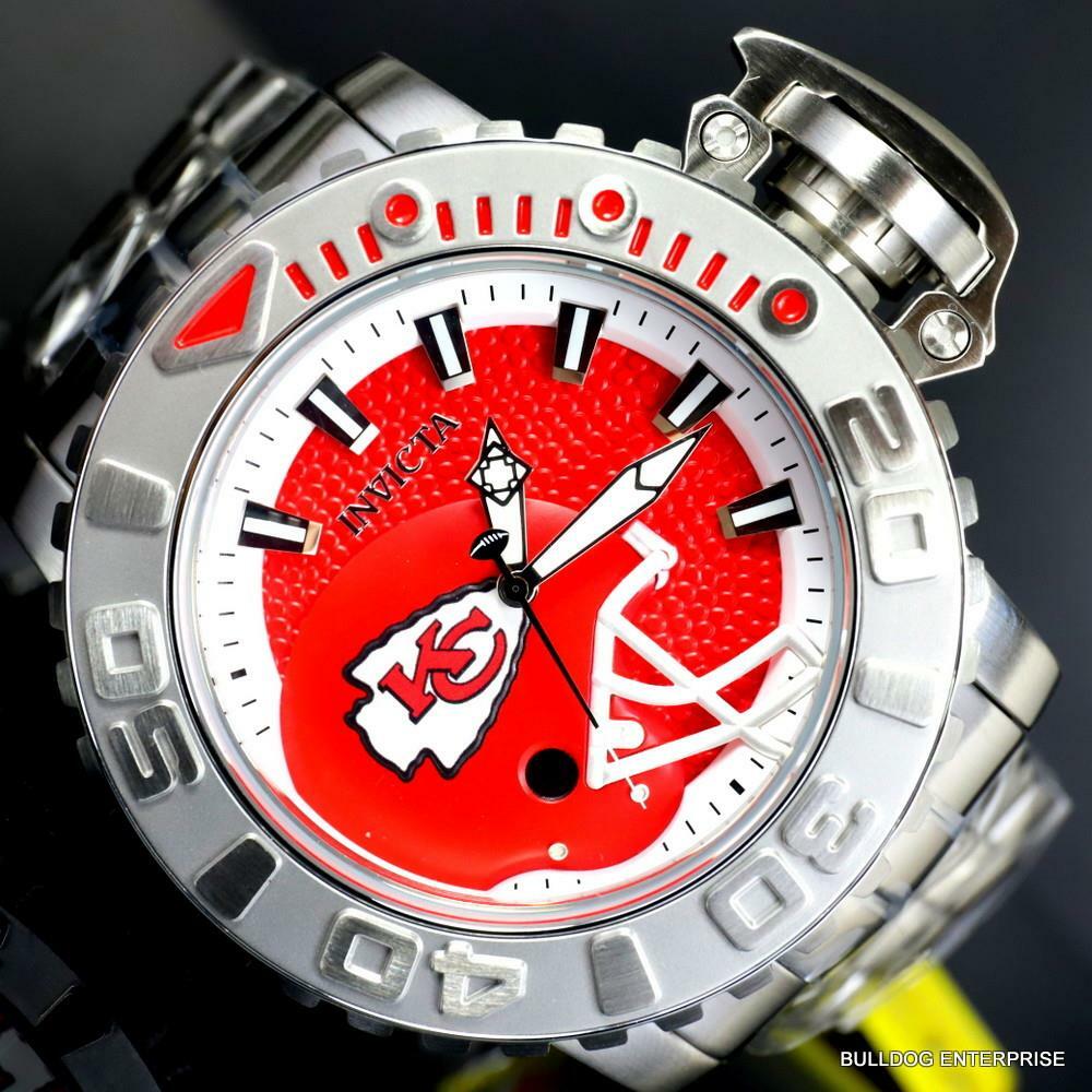 Invicta Sea Hunter Gen II NFL Kansas City Chiefs 70mm Steel Automatic Watch New