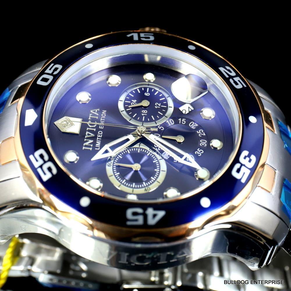 Invicta Pro Diver Scuba Limited Edition Chronograph 48mm Steel Blue Watch New