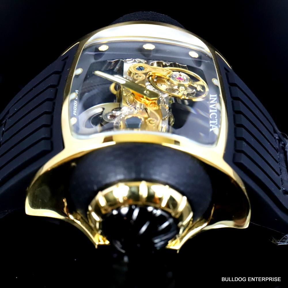 Invicta Vintage Ghost Bridge Automatic Clear Skeletonized Gold 68mm Watch New
