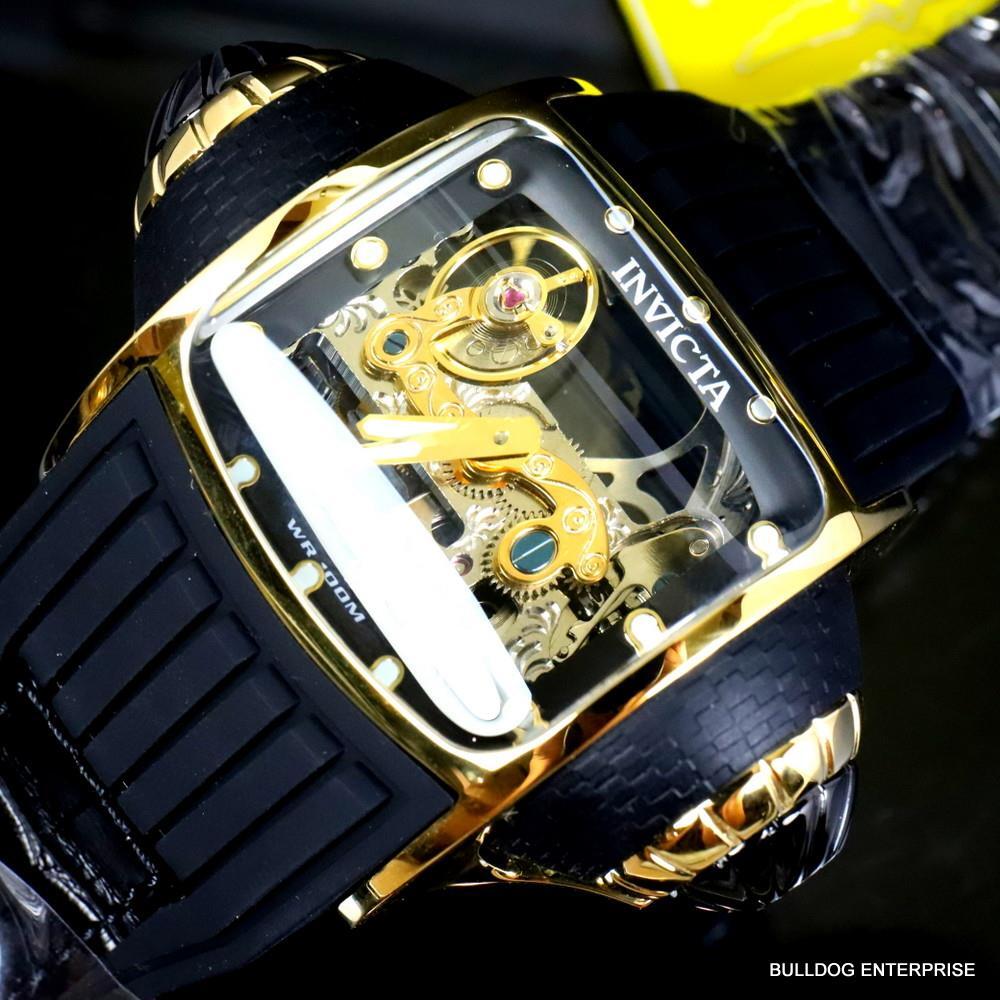 Invicta Vintage Ghost Bridge Automatic Clear Skeletonized Gold 68mm Watch New