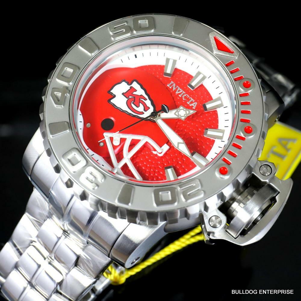 Invicta Sea Hunter Gen II NFL Kansas City Chiefs 70mm Steel Automatic Watch New