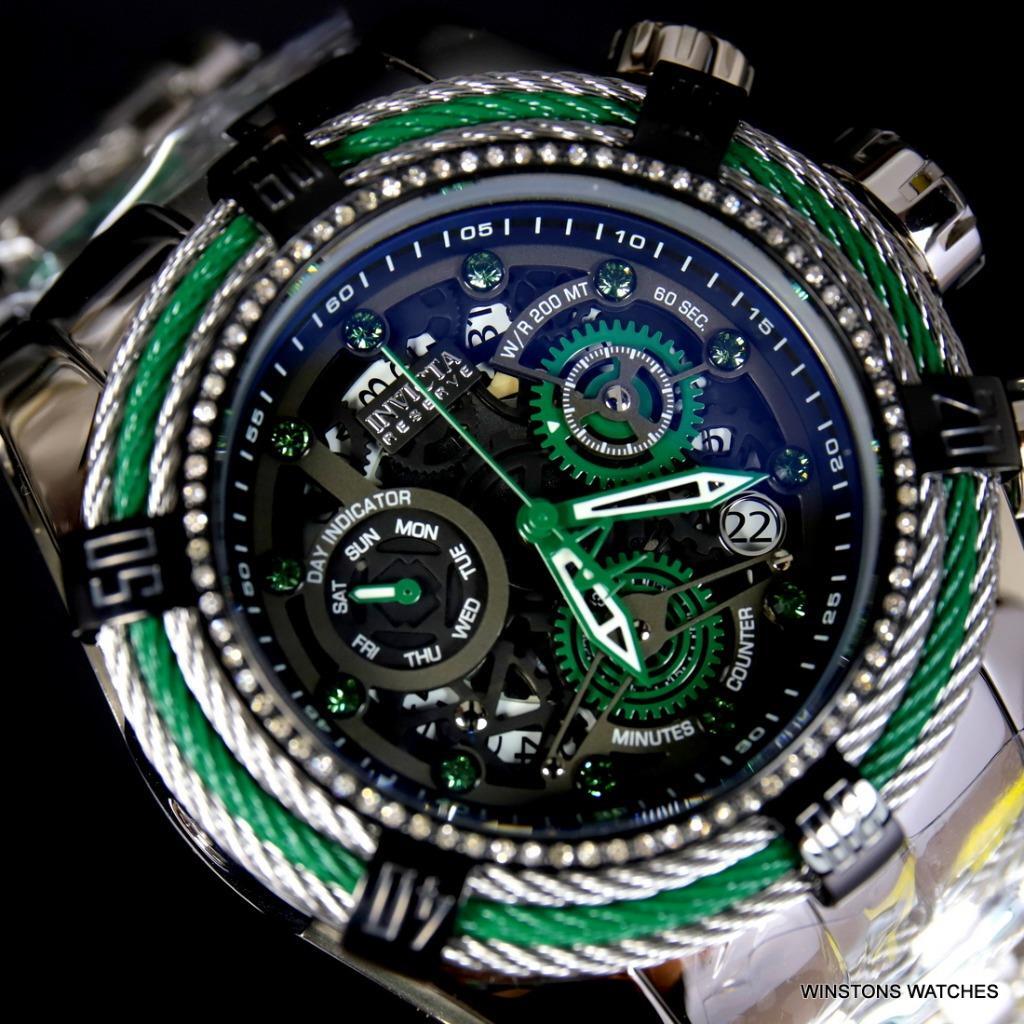 Invicta Reserve Bolt .33CTW Diamonds Steel Chronograph Swiss Mvt 52mm Watch New