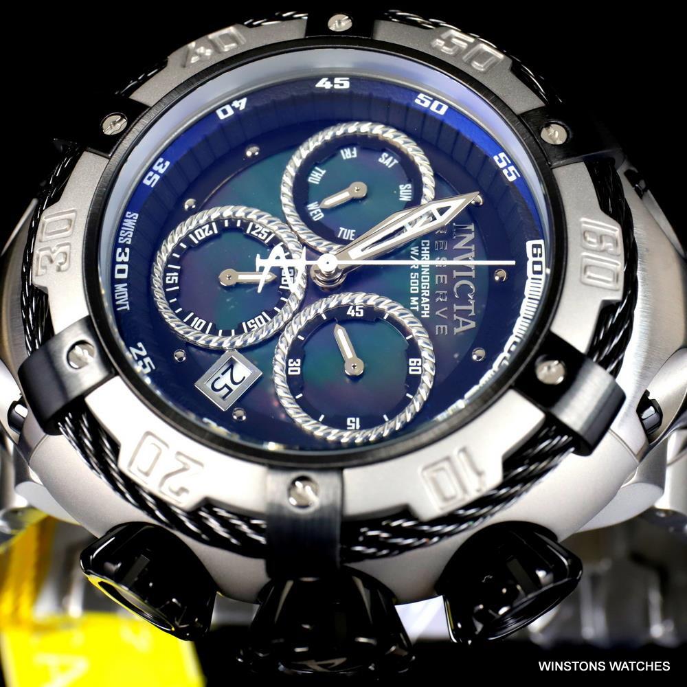 Invicta Reserve Thunderbolt Black MOP Chronograph Steel 56mm Swiss Mvt Watch New