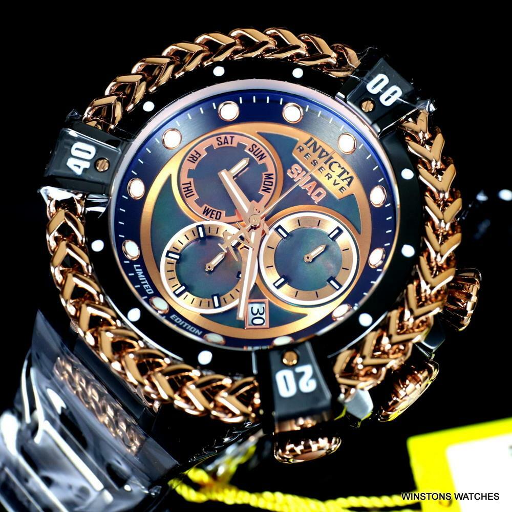 Invicta Reserve Shaq Hercules Black MOP Steel Rose Gold Swiss Mvt Watch 56mm New