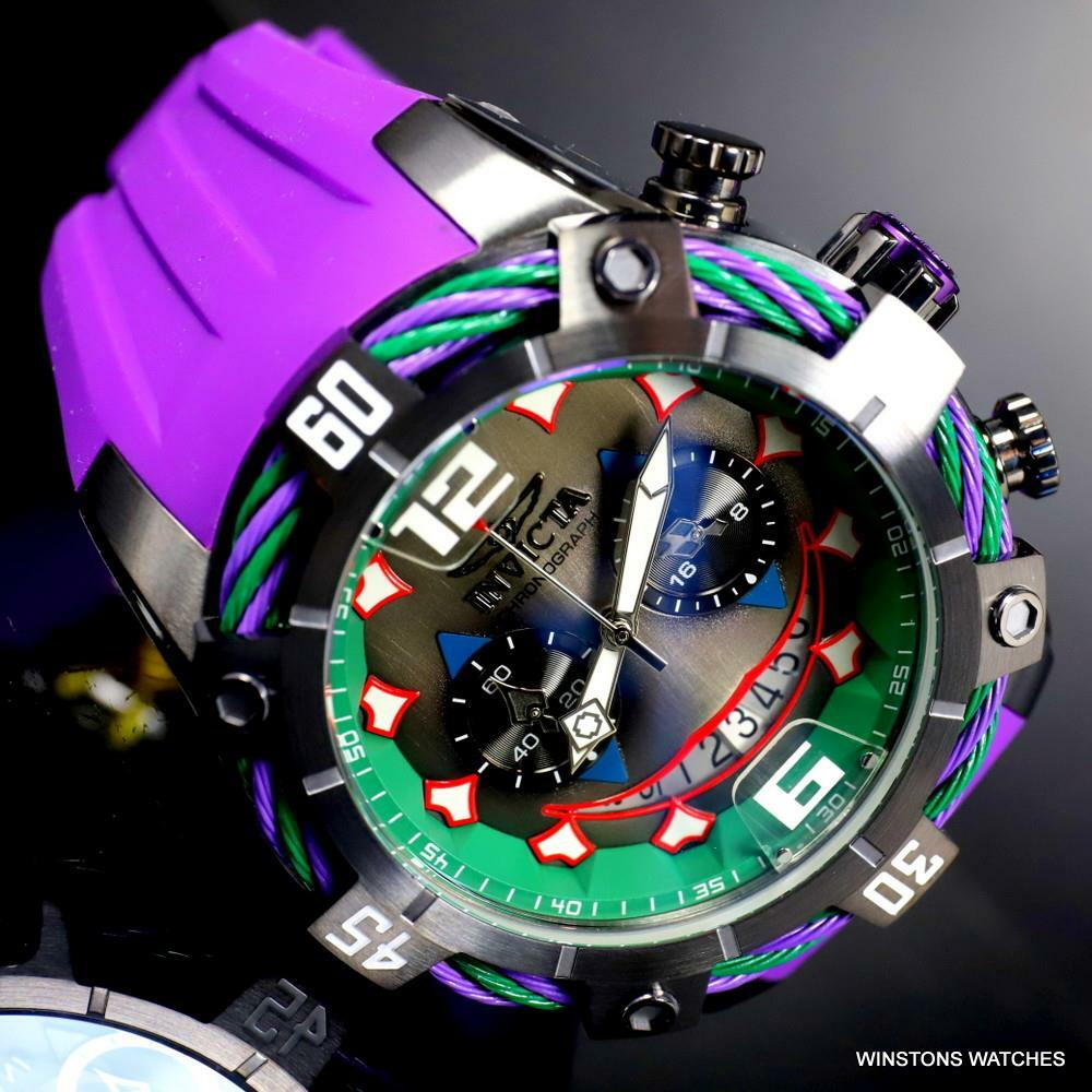 Invicta DC Comics Joker Bolt Limited Edition 50mm Purple Chronograph Watch New