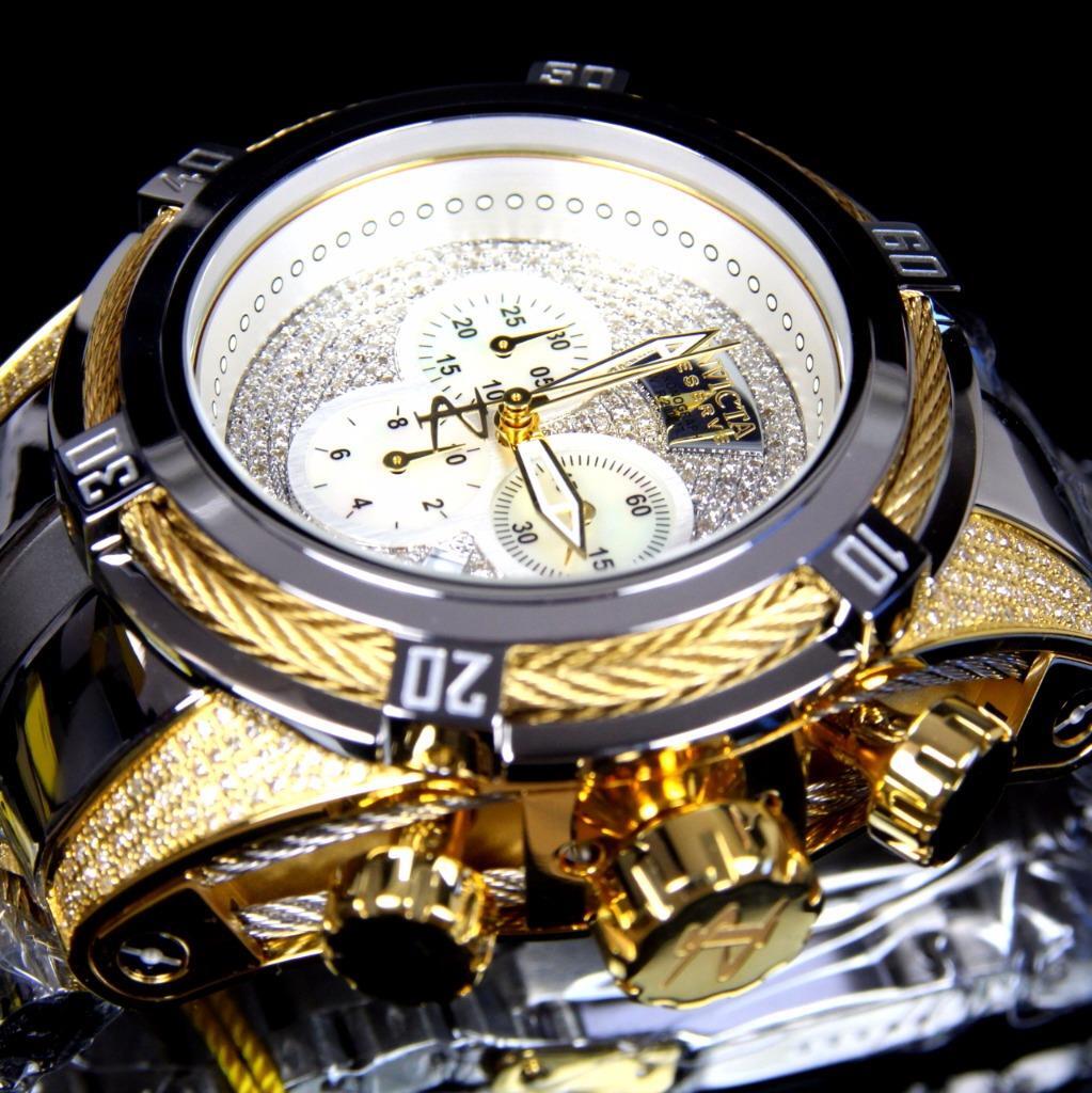 Invicta Reserve Bolt Zeus 1.95 CTW Diamonds High Polish Gold 2 Tone Watch New