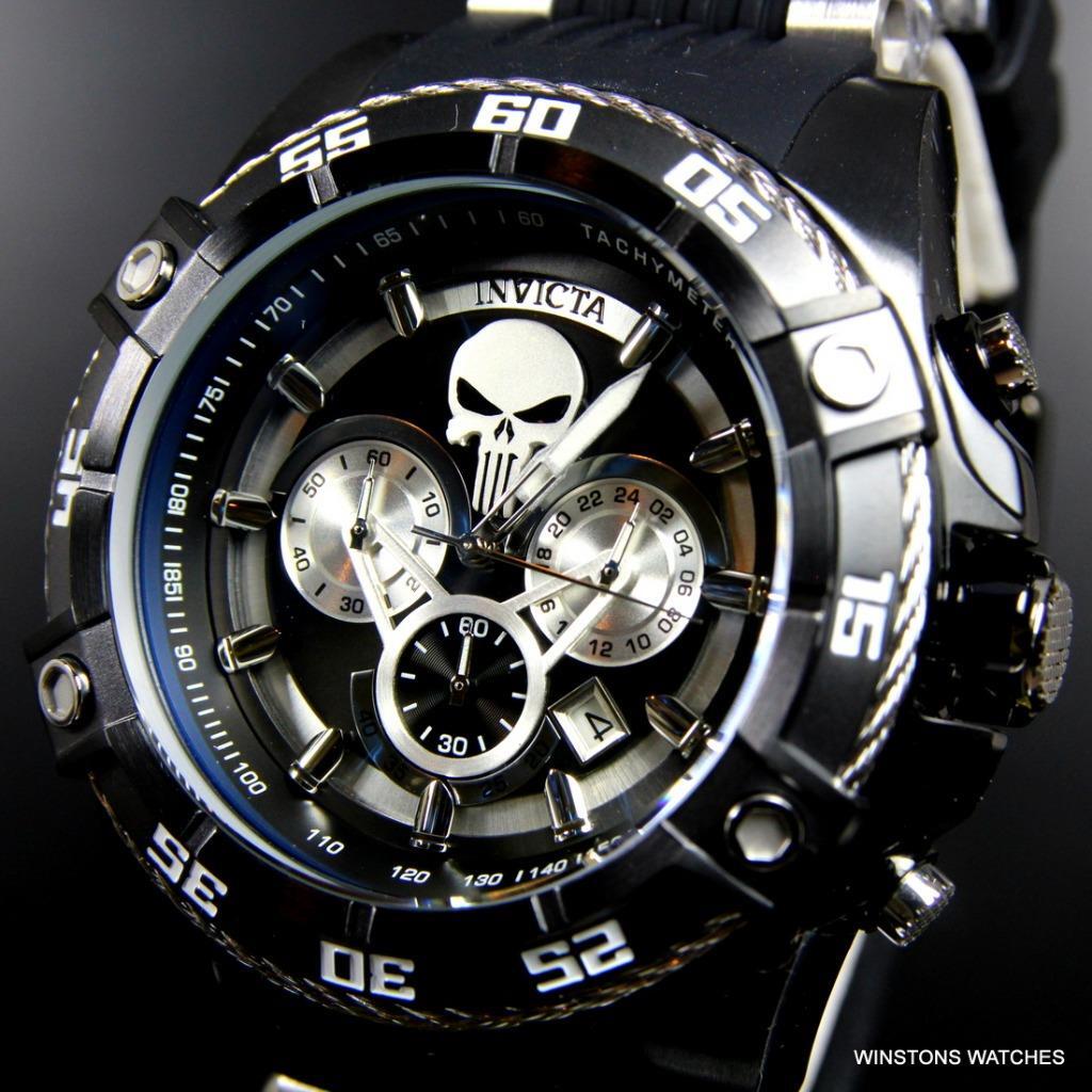 Invicta Marvel Punisher Bolt Viper 52mm Chronograph Black Limited Ed Watch New