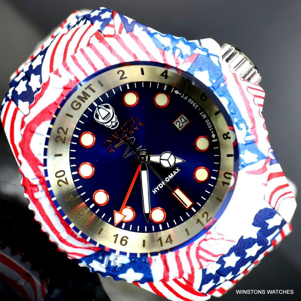 Invicta Reserve Hydromax Hydroplated USA Flag Stars Stripes 52mm Swiss Watch New