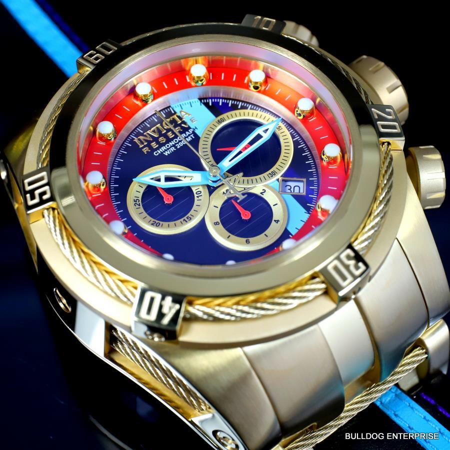Invicta Reserve Bolt Zeus S1 Racer Leather 52mm Swiss Mvt Gold Plated Watch New