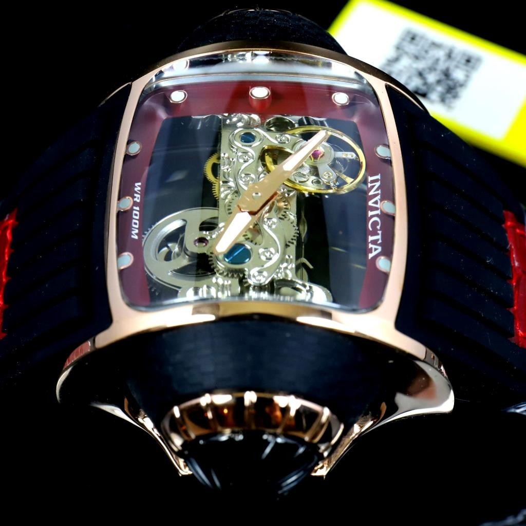 Invicta Vintage Ghost Bridge Automatic Skeletonized Rose Gold Red 68mm Watch New