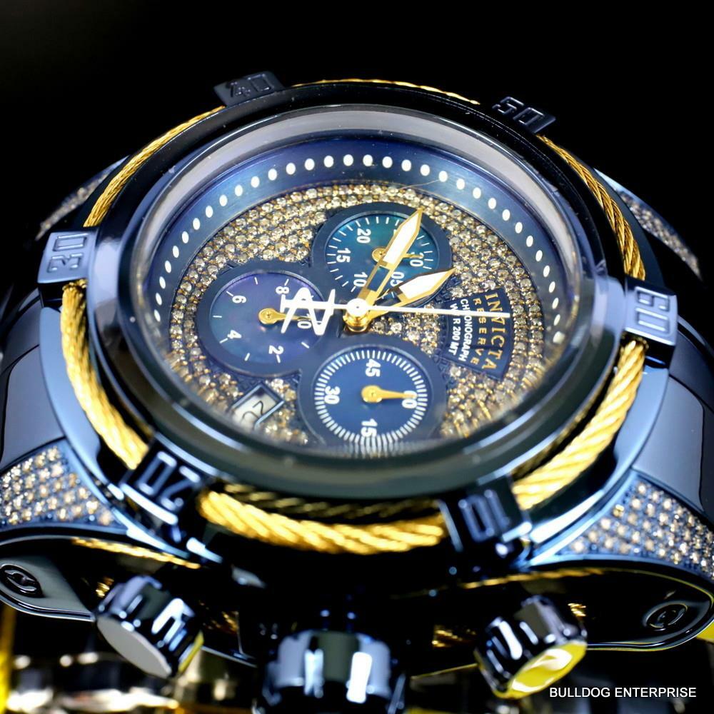 Invicta Bolt Zeus Blue Label 1.31 CTW Diamond Swiss Mvt Steel 52mm Watch New
