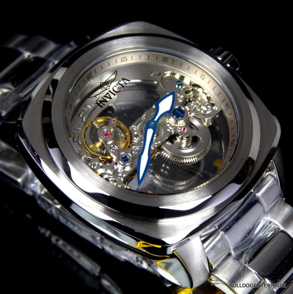Invicta Aviator Ghost Bridge Mechanical Skeleton Silver Steel 48mm Watch New